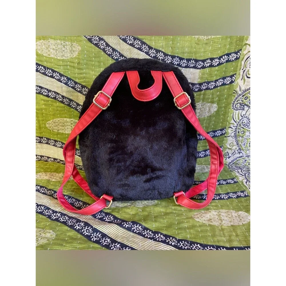 Bioworld Black Gloomy Naughty Grizzly Fuzzy Plush Mini Backpack Kawaii Kidcore